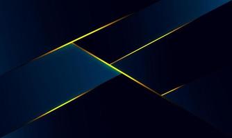 Abstract blue polygon triangles shape pattern background with golden line and lighting effect luxury style. Illustration Vector design digital technology concept.