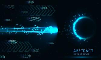 Abstract technology vector background with Hi speed lights dark blue backdrop with Arrow Light out background.