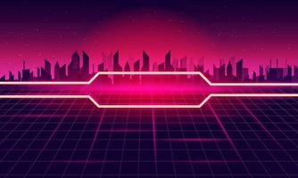 Creative design with color lines. of Retro Sci-Fi Background Futuristic Grid landscape vector