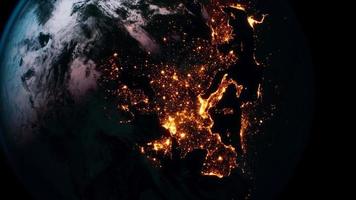 planet jorden klotvy från rymden som visar realistisk jordyta och världskarta video