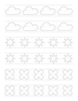 Tracing shapes worksheet for kids vector