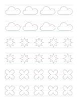 Tracing shapes worksheet for kids vector