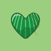 Green Heart Shape with Pattern vector