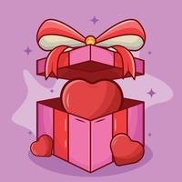Love in Box Valentine Day Concept Vector Illustration
