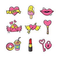 Doodles cute valentines elements vector