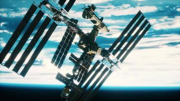 International space station on orbit of Earth planet Elements furnished by NASA video