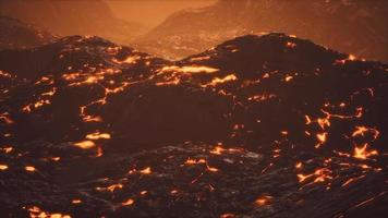 lava fields and hills at active volcano video