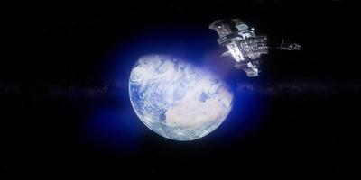 internationaal ruimtestation in een baan om de aarde in virtual reality video