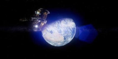 estación espacial internacional orbitando la tierra en realidad virtual video