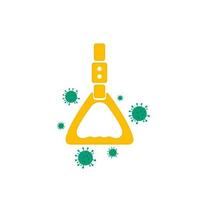 Virus on handrail loop. Dangerous virus attacking the handrail in public transport. Colored icon. Vector