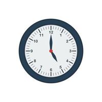 icono de reloj de pared azul en estilo plano. cinco en punto. reloj de oficina vector