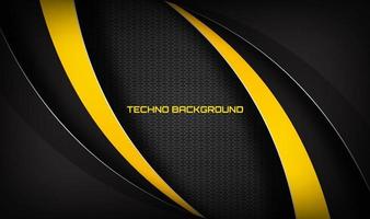 3D black yellow technology abstract background, overlap layers on dark space with curve effect decoration. Modern template element future style for flyer, card, cover, brochure, or landing page vector