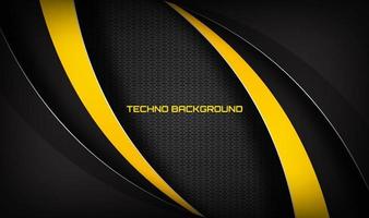 3D black yellow technology abstract background, overlap layers on dark space with curve effect decoration. Modern template element future style for flyer, card, cover, brochure, or landing page vector