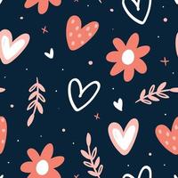 Love pattern. Floral pattern. Heart seamless pattern vector