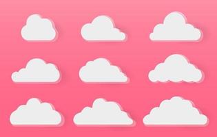 Collection of white cloud icon with 3d style. set of cloud background. clouds icon vector illustration