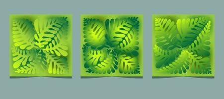 Ecology simple green gradient leaves vector set