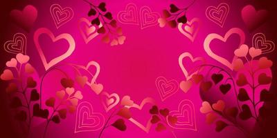 Beautiful hand-draw hearts on a pink background vector