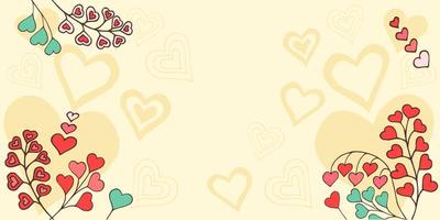 Beautiful hand-draw hearts on a yellow background vector