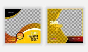 modern creative social media post and web template bundle for gym and fitness. vector