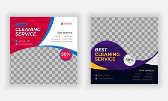modern creative social media post and web template bundle for cleaning service vector