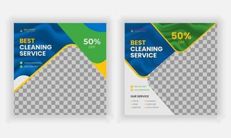 modern creative social media post and web template bundle for cleaning service vector