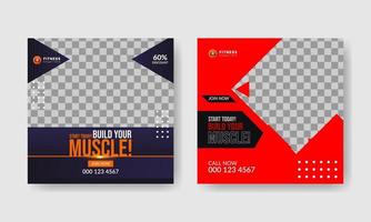 modern creative gym and fitness social media post and web template. vector