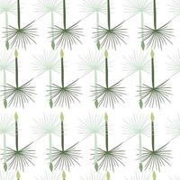 Green and blue colored dandelion flowers seamless hand drawn pattern. Isolated print with white background. vector