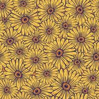patrón sin costuras de estilo veraniego con estampado de elementos de girasoles aleatorios amarillos. ilustraciones decorativas de flores. vector