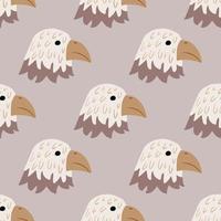 Eagle pattern seamless in freehand style. Head predator on colorful background. Vector illustration for textile.