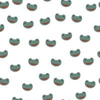 Frog pattern seamless in freehand style. Head predator on colorful background. Vector illustration for textile.