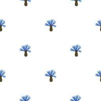 Cornflowers pattern seamless in freehand style. Spring flowers on colorful background. Vector illustration for textile.