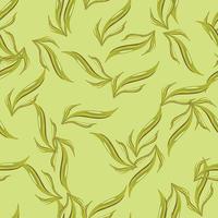 Seamless pattern seaweed on pastel green background. Marine flora templates for fabric. vector
