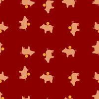 Piggy bank seamless pattern. Funny financial toy background. vector