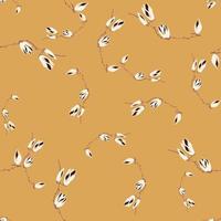 Seamless pattern Magnolias on yellow background. Beautiful texture with spring white flowers. vector