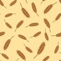 Wheat seamless pattern. Cereal crop sketch. vector