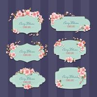 conjunto de etiquetas de flores de sakura vector