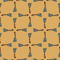 Doodle seamless creative pattern with tulip flowers ornament. Beige background. vector