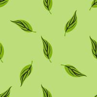 Seamless random pattern with green patel foliage silhouettes. Minimalistic style. vector