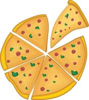 Delicious Sliced Pizza junk food vector