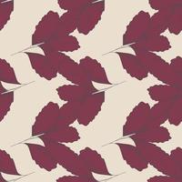 patrón transparente de hoja roja vintage sobre fondo claro. telón de fondo de hojas de árbol. papel tapiz floral de otoño. vector