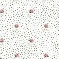 Doodle dandelion on seamless pattern on dots background. Botanical wallpaper. vector