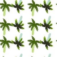 Isolated exotic seamless pattern with abstract blue and green coconut palm shapes. White background. vector