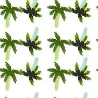 Isolated exotic seamless pattern with abstract blue and green coconut palm shapes. White background. vector