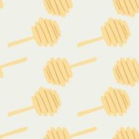 patrón transparente simple de cuchara de miel amarillo pastel. fondo pálido claro. vector