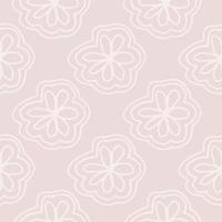 Ouline white flower bloom seamless pattern on light background. Romantic floral enless wallpaper, vector