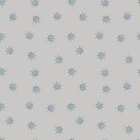 Seamless pattern in pastel tones with random little ship wheel ornament. Grey background. Marine style. vector