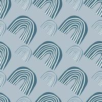Creative pattern design with small and middle rainbows in blue tones. Scandinavian style. vector