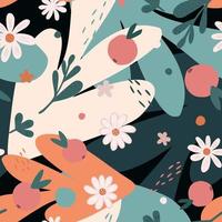 Doodle organic shapes seamless pattern. Cute tropical collages contemporary wallpaper. vector