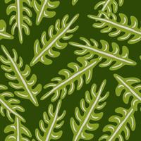 Scrapbook nature seamless pattern with random leaves branches tropic shapes. Green olive palette artwork. vector