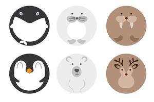 lindos animales árticos - ballena, foca, morsa, pingüino, oso, reno - ilustración vectorial libre vector